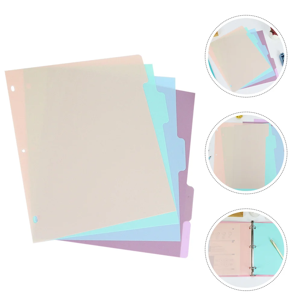 

1Set Binder Dividers A4 Frosted Plastic Multi-Section Colorful Tabs for School Office Document Organization Journal Inserts