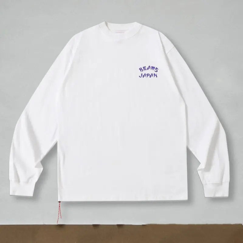 Stock Men Women Beams Long Sleeve Tshirts Breathable Cotton Japanese Songstress Letter Print Weaving Red Rope Fashion Streetwear