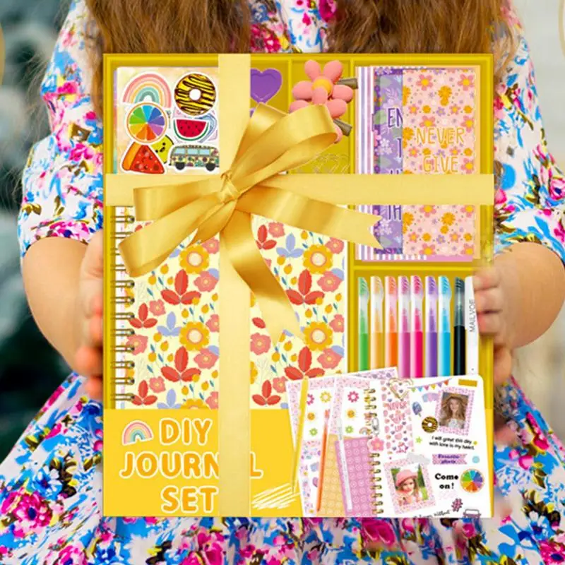 Girls Scrapbook Diary Set Scrapbook Journal Kit Diary Floral Fun Desirable Stationery Supplies With Sticker Craft Set For Kids &