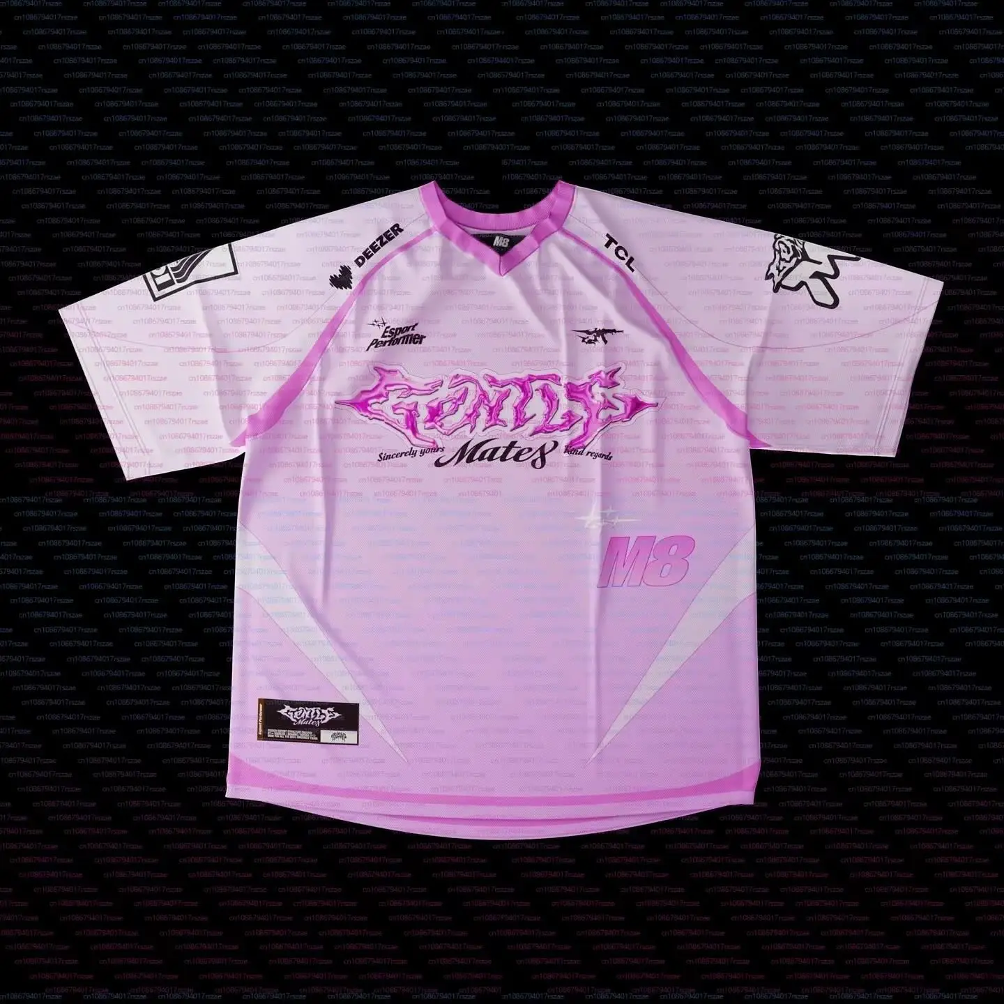 Nueva camiseta Rocket League con cuello en V y estampado 3D de deportes electrónicos M8 Rose Pink Fan Jersey transpirable de secado rápido Casual deportes Top