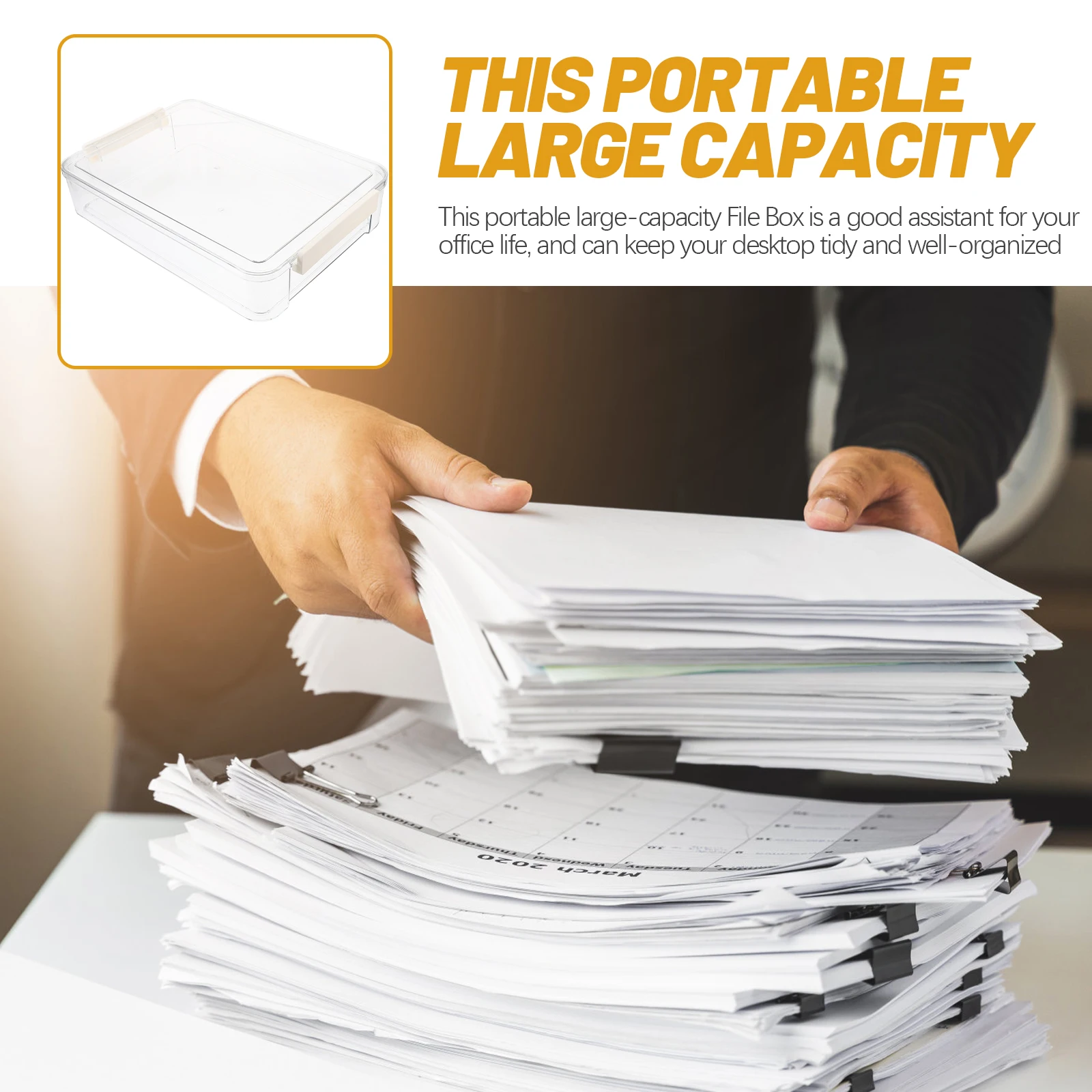 

File Storage Box Clear Plastic Container With Lid Document Organizer Office Storage Bins Stackable File Box For Receipts Checks