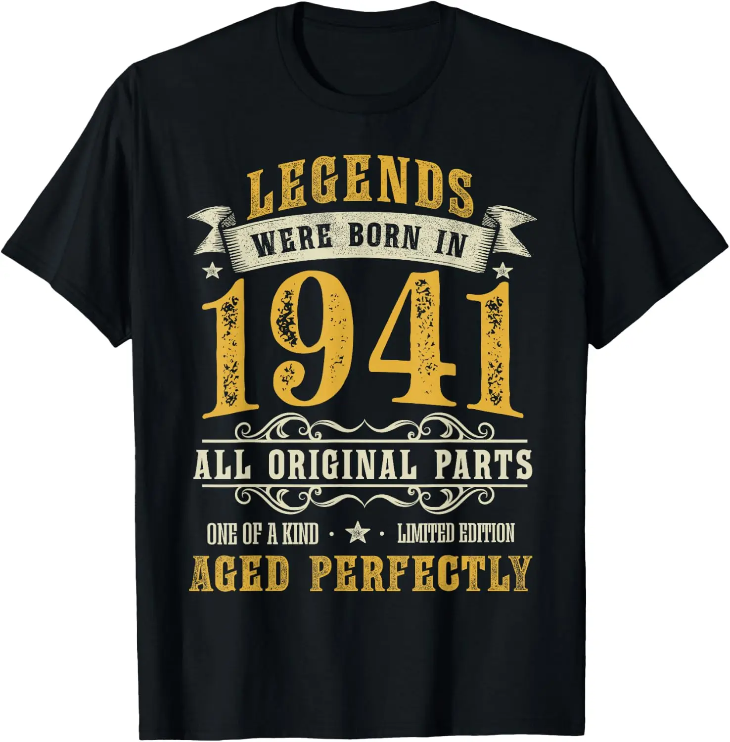 Legends Were Born In 1941 Aged Perfectly 85Th Birthday T-Shirt Breathable, heavyweight pure cotton short-sleeve top—stylish, plus-size, and suitable for year-round wear with a sporty, casual vibe
