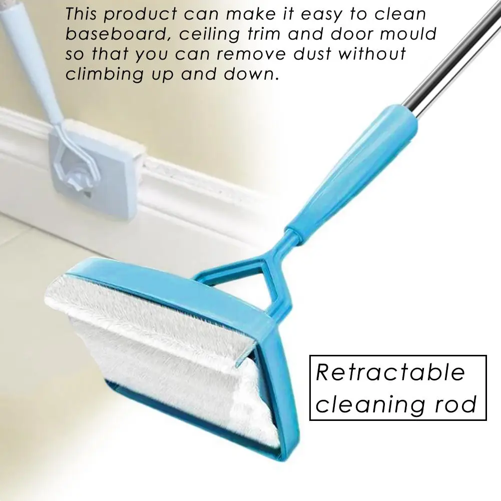 baseboard cleaning tool with Reusable Pad Household Extendable Cleaning Wand for Wall Baseboard Floor Bathroom Ceiling