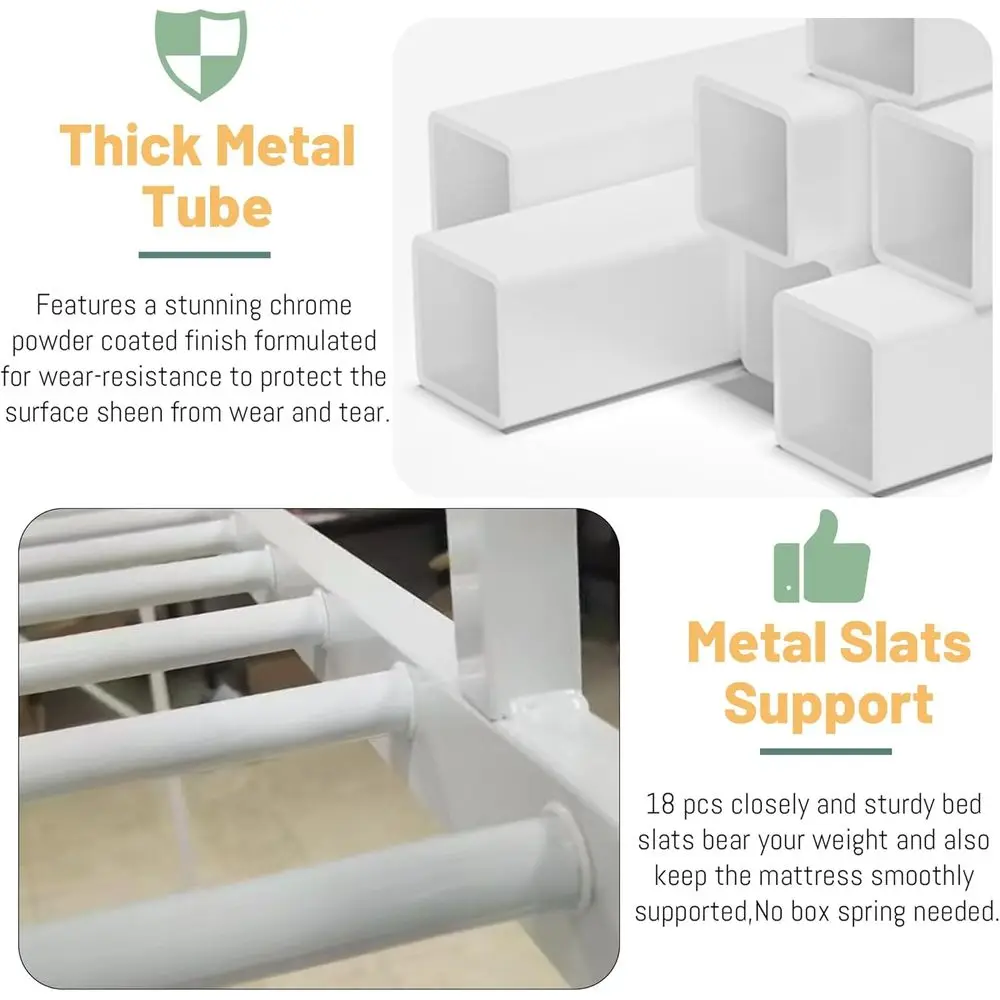 Cama com escadas, camas de metal em tamanho real com prateleiras de armazenamento, cama para adultos com guarda-roupa, alta resistente