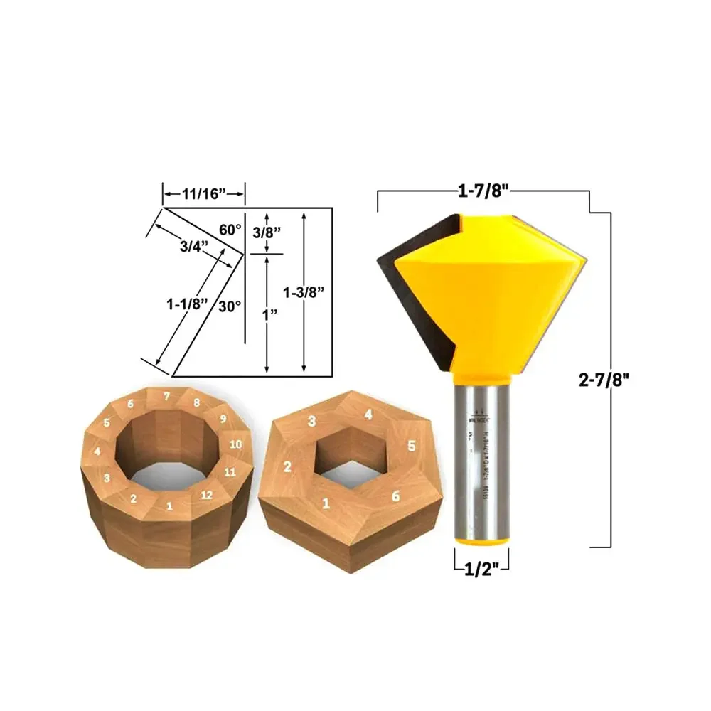 Imagem -05 - Krachtige Peças Shank Carpintaria Fresa Gravura em Madeira Ferramenta de Corte 12 Lados Polígono Pássaro Boca Roteador Bit
