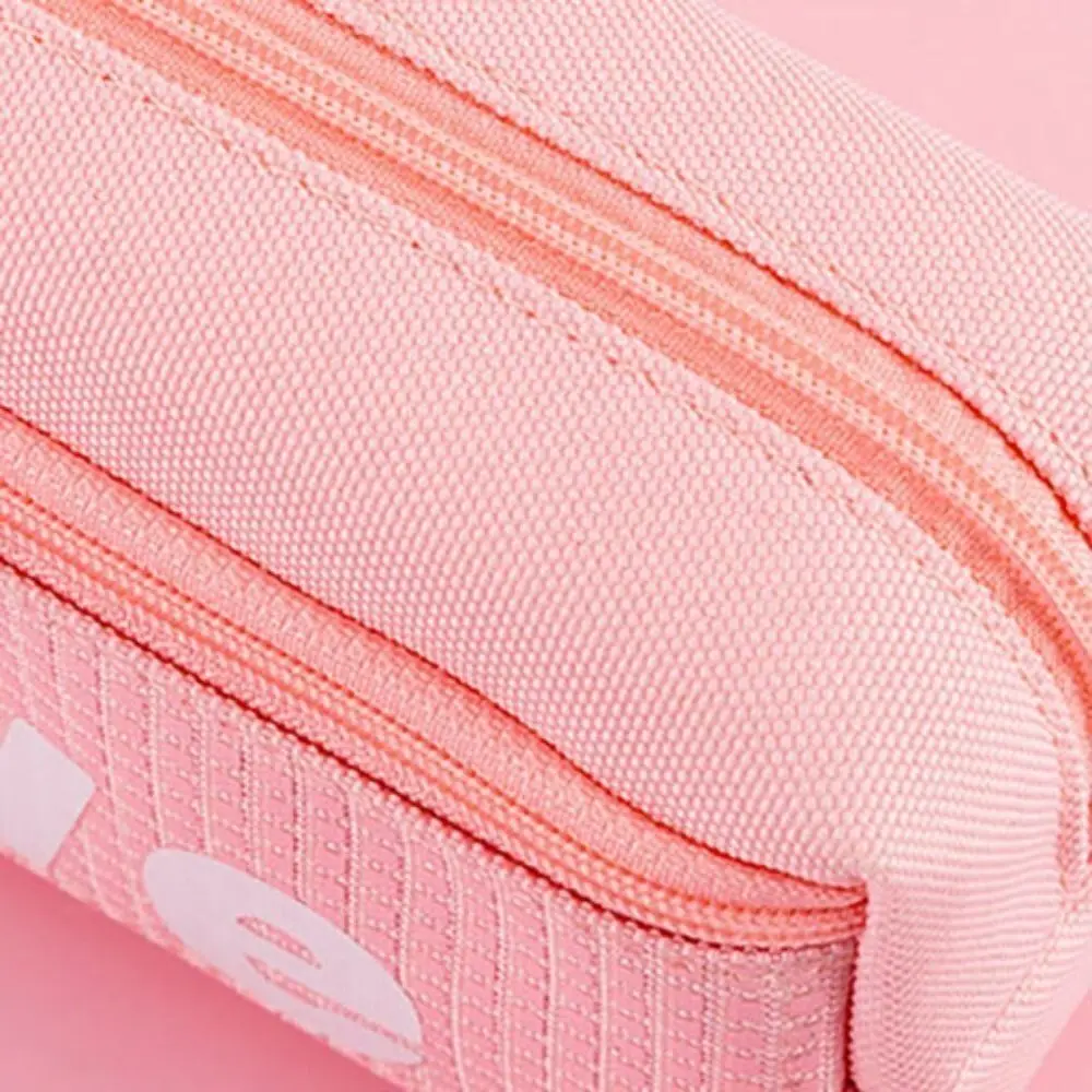 New Canvas Pencil Case Double Layer Large Capacity Pencil Box Cute Multi-function Pencil Bag Students