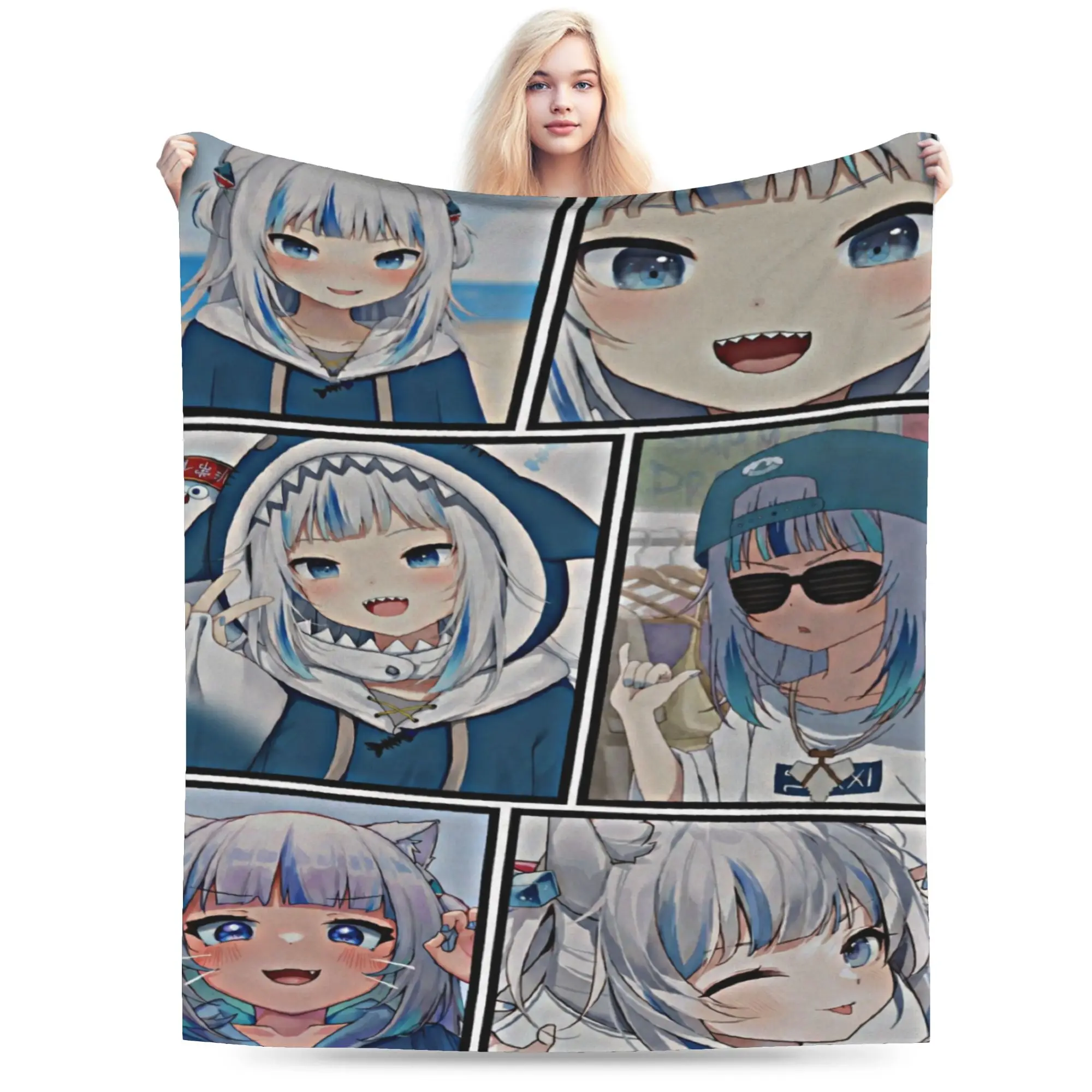 Gawr Gura Dancing On Stage Blankets Fleece  Cozy Ultra-Soft Throw Blanket for Sofa Plush Thin Quilt