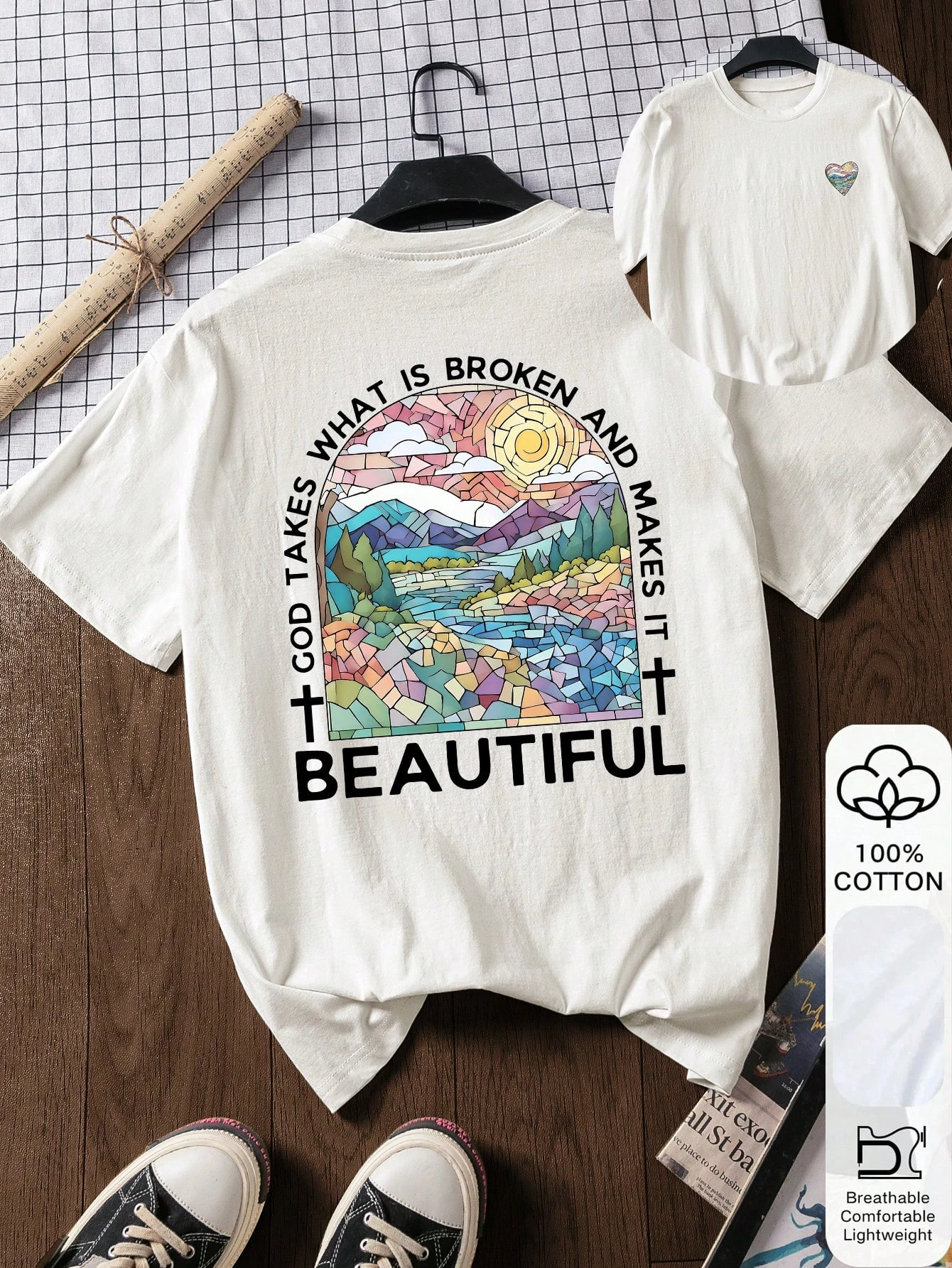 Summer Printed Women's T-Shirt Casual Clothing God Makes Broken Things Beautiful Quote Fashion Top for Women