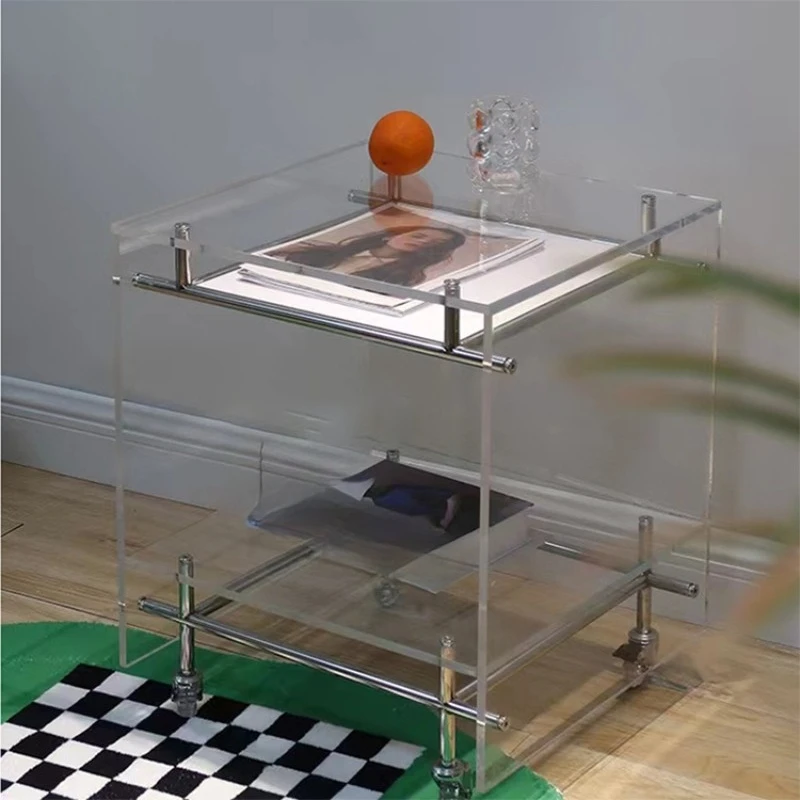 

Modern transparent acrylic coffee side table home hotel living room bedroom dining room transparent mobile furniture