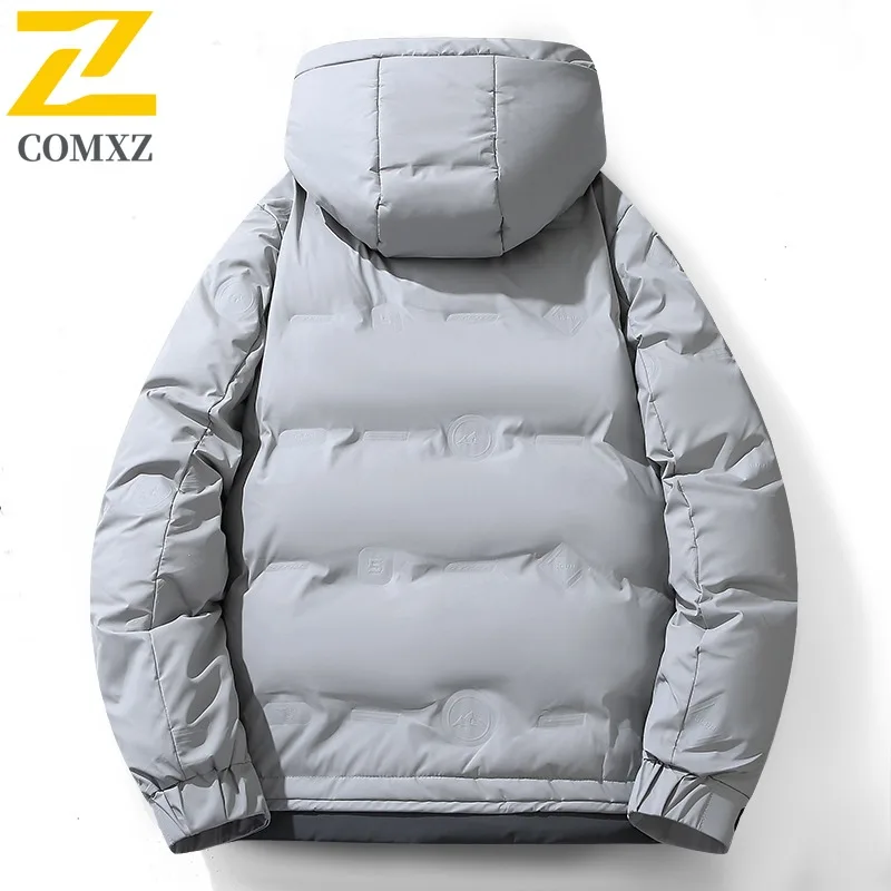 COMXZ 2025 ​MenThickened Puffer Windbreaker Winter Thermal Parka Outerwear Windproof Fleece Lining Jacket waterproof Hood​ Coat