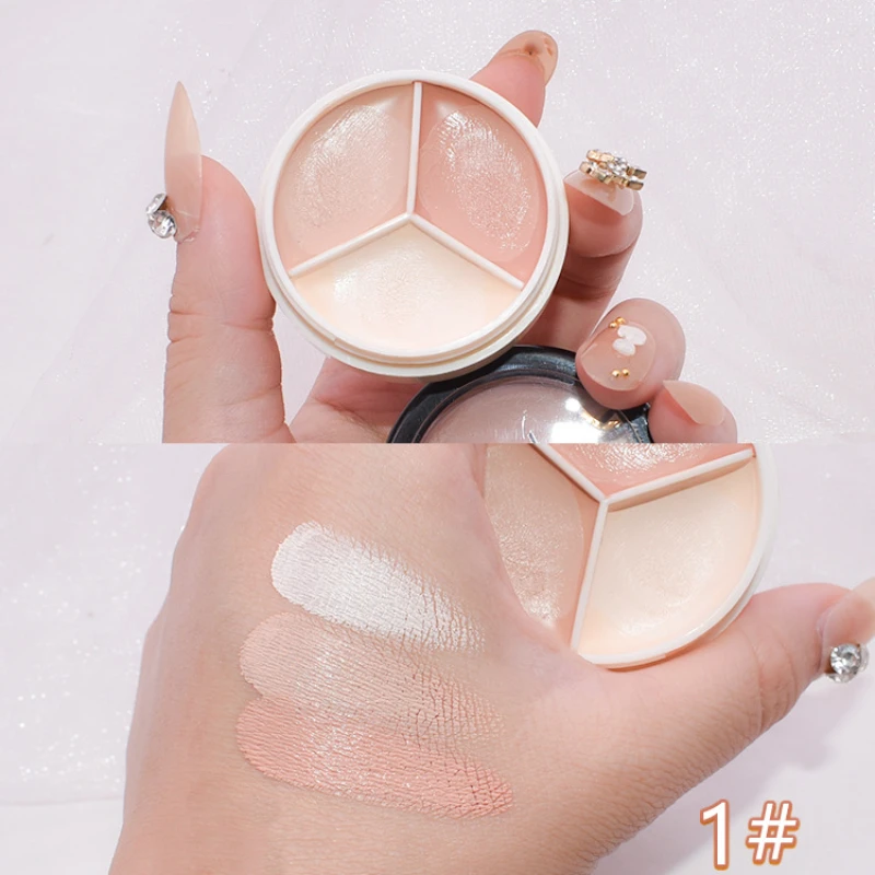 3Color Moisturizing Concealer Palette Full Cover Dark Circles Acne Dark circles are not easy to stick powder Face Makeup