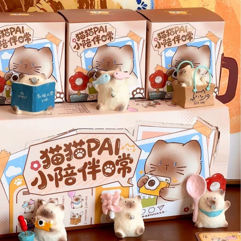 

Мультяшный кот PAI, маленький компаньон, ежедневная глухая коробка, орнамент, милый котенок, игровая фигурка, кукла, украшение для рабочего стола