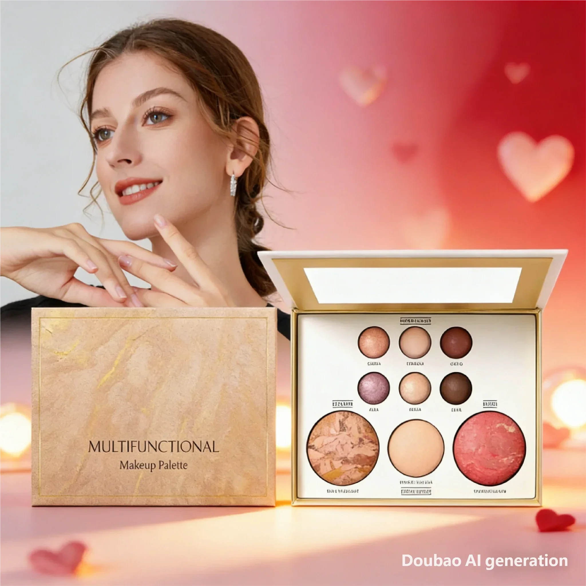 Luxury Gold Shimmer Makeup Palette AllinOne with Contour Concealer & Setting Powder Ideal Gift for Christmas & Valentine's Day