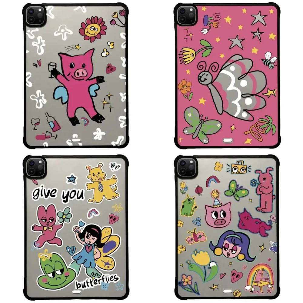 Cartoon fairy Acrylic iPad Cover for iPad Air 4 5 (10.9inch) Mini 6 iPad Pro 2020 2021 2022 (11inch 12.9inch) Protective Case