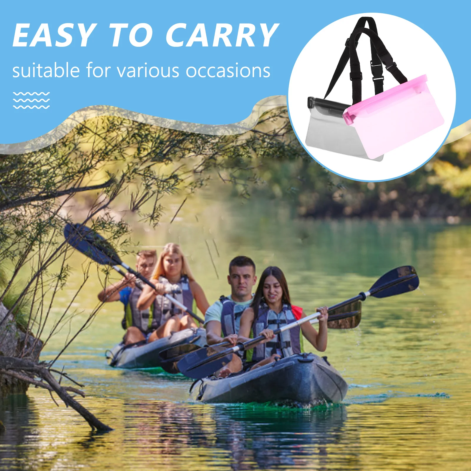 

2Pcs Waterproof Waist Bag Adjustable Waist Strap Universal Phone Case Waterproof Pouch Cell Phone Protector Outdoor Running