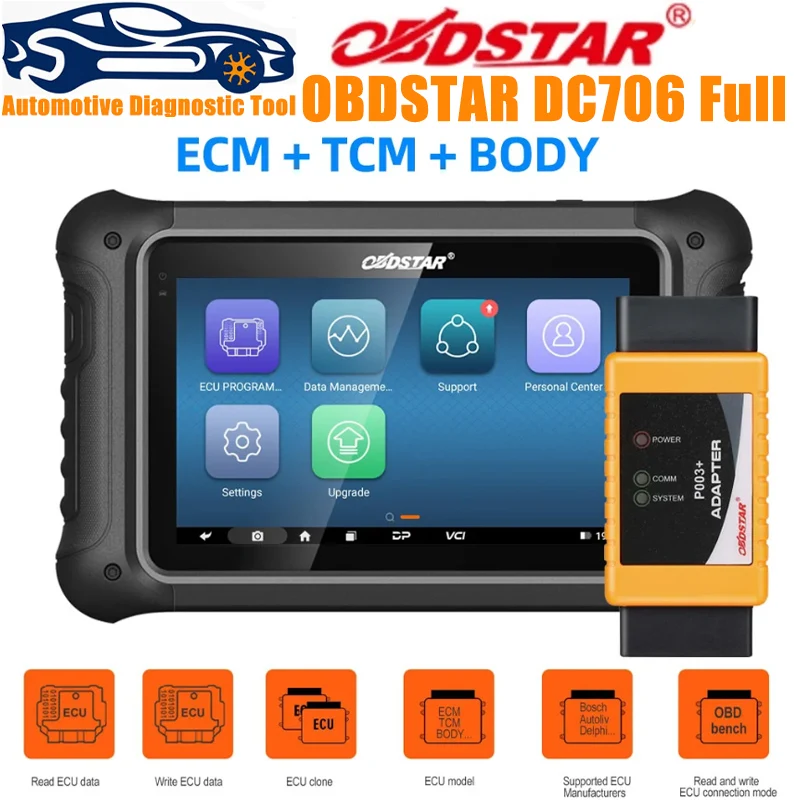 

Original OBDSTAR DC706 ECU Tool Full Version for ECM /TCM/ BODY/Clone by OBD or BENCH for Car and Motorcycle Plus P003