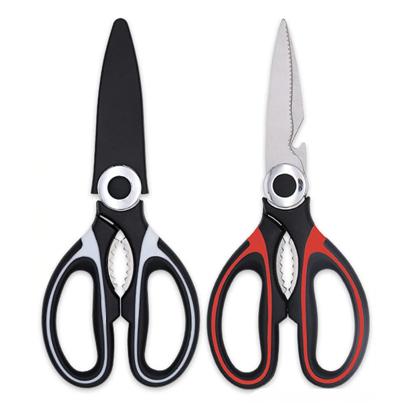 Stainless Steel Panda PP Comfort Handle Chicken Bone Kitchen Scissor Bicolor Processing Shears Tools With Bottle Open Nutcracker