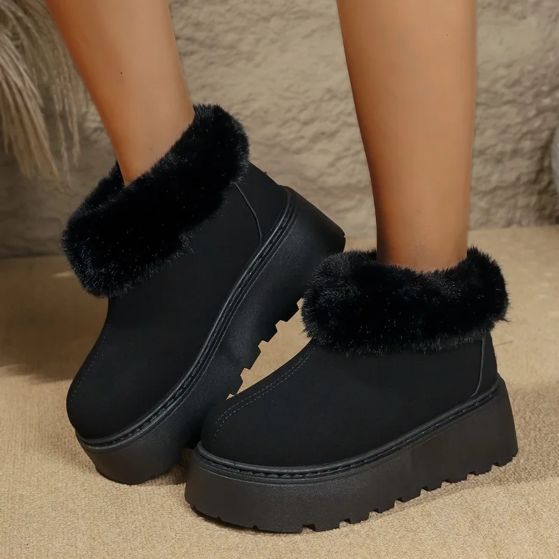 2025 New Winter Women's Round Toe Plus Velvet Thick Bottom Casual Non-slip Warm Boots Outdoor Walking Lightweight Snow Boots