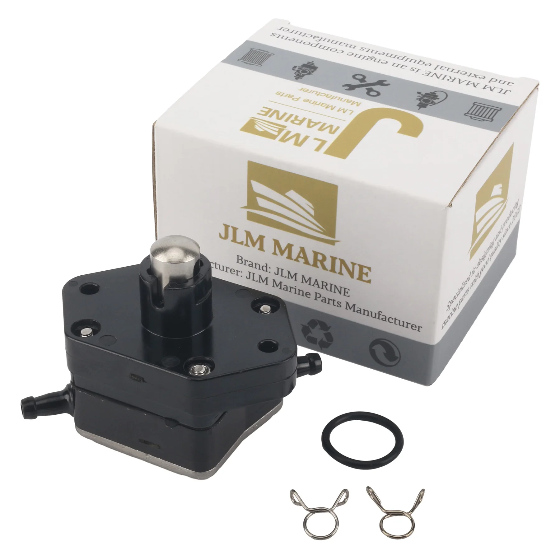 JLM Marine 6C5-24410-00 Outboard Fuel Pump with Clamps Clips for Yamaha 4 Stroke 30 40 50 60 HP F30 F40 EFI Boat Motor 6C5-24410