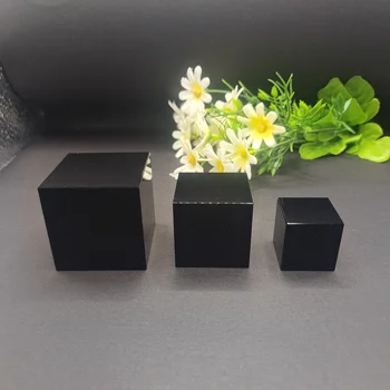 천연 흑요석 큐브 크리스탈 사각형 선물 장식, 석영 크리스탈 치유 광택 표본, 미네랄 스톤 홈 데코, 7cm