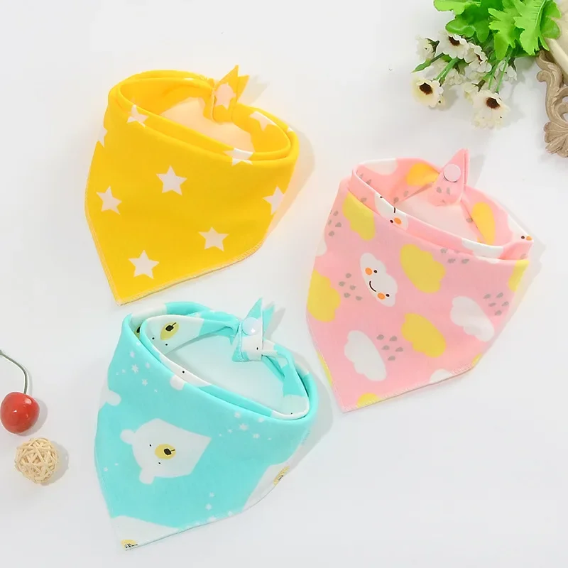 2 pçs babadores do bebê à prova dwaterproof água triângulo algodão dos desenhos animados criança baberos bandana babadores dribble babadores