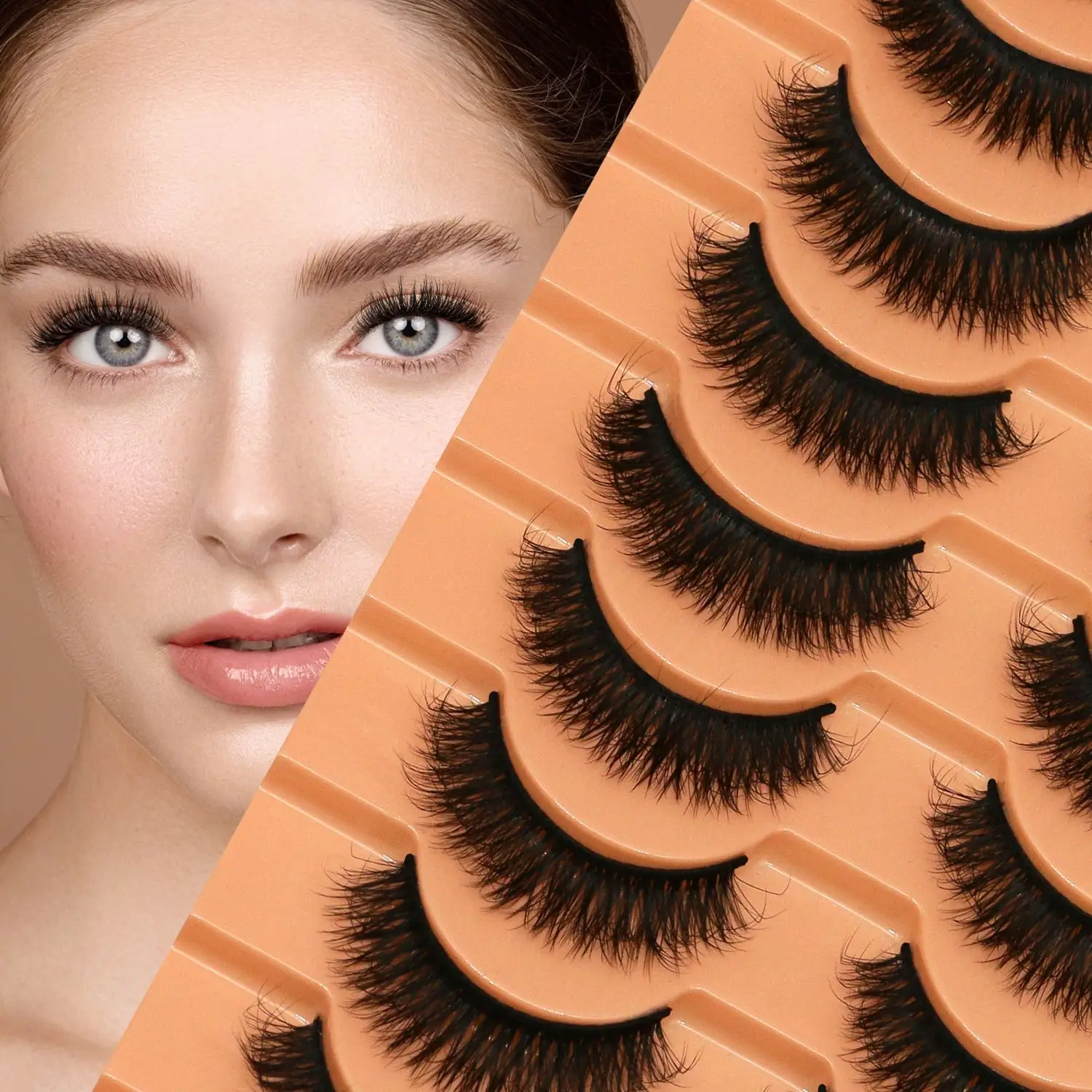 10 Pairs Lashes 6D Faux Mink Eyelashes Thick Fluffy Full Strip Lashes Soft Natural Simulation Cross Messy Curly False Eyelash