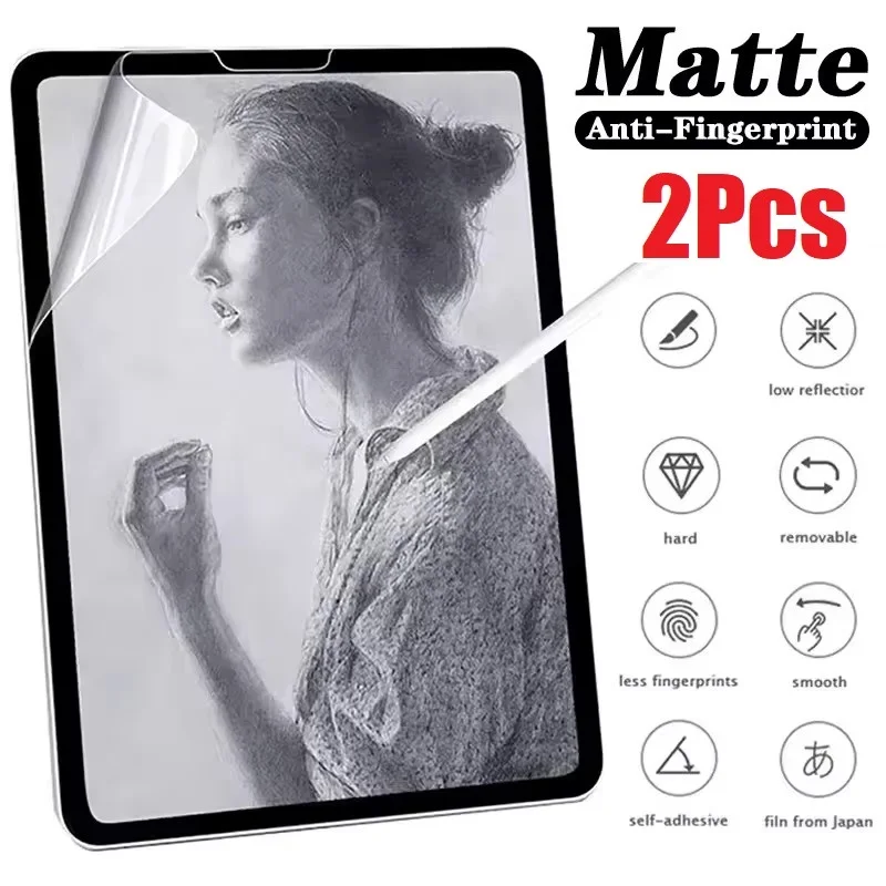 

2 шт. бумажная защитная пленка для экрана, матовая ПЭТ-картина, запись для iPad 10 2022 9 8 7 Air 5 4 Mini 6 Pro 12,9 11 10,9 10,5 10,2