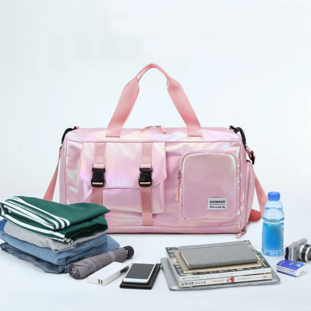 Holographic GymDuffle Bag, LargeCapacityTravel Weekender Bagwith Separate ShoeCompartment, Dry‑WetSeparation, Hand&CrossbodyUse