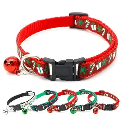 with Bell Christmas Cat Collar Polypropylene White/Green/Red Elk Dog Necklace Adjustable Snowflake/Elk Deer Pattern