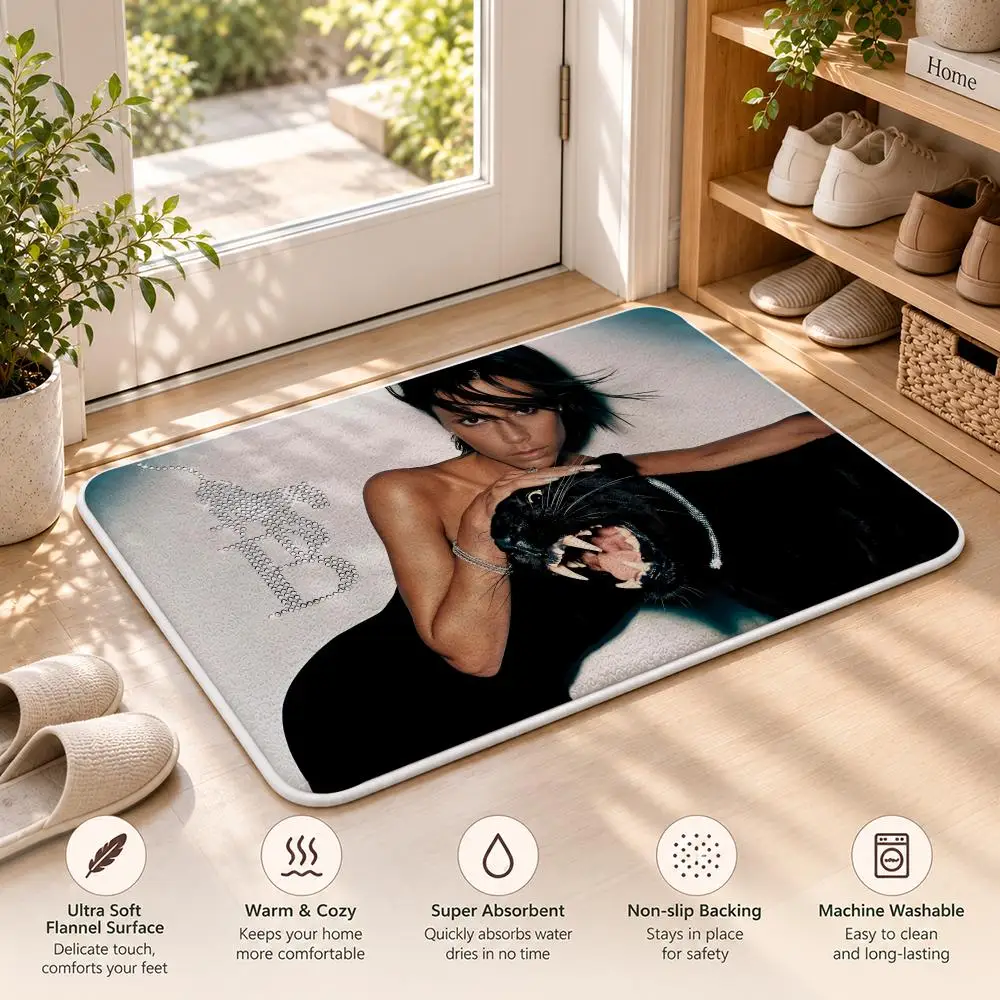 Singer V-Victoria Beckham Floor Mat Flannel Rug Soft Non Slip Door Mat For Bathroom Bedroom Kitchen Living Room Home Decor