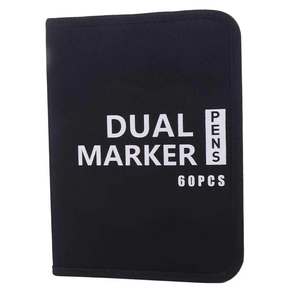 

Drawing Painting Sketching Art Markers Pen Bag 60 Colors Multifunctional Zippered Slots Organizer Large Capacity Oxford Cloth