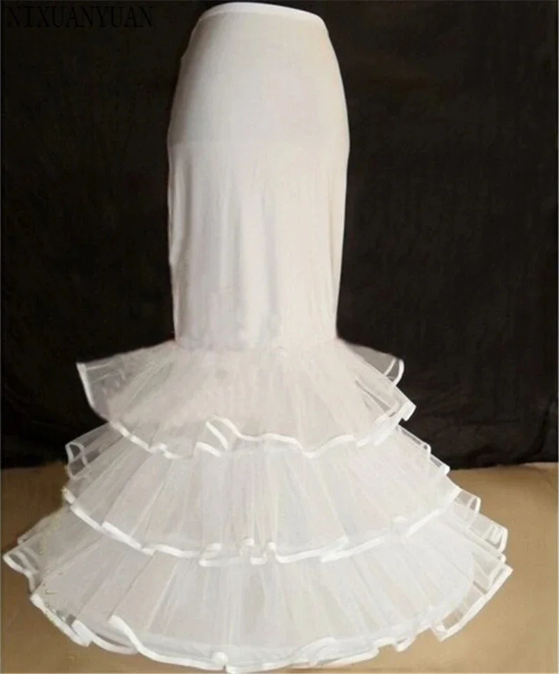 Nieuwe lange bruid petticoats wit 1 hoepel 3 lagen formele kleding onderrok hoepelrok zeemeermin bruiloft accessoires