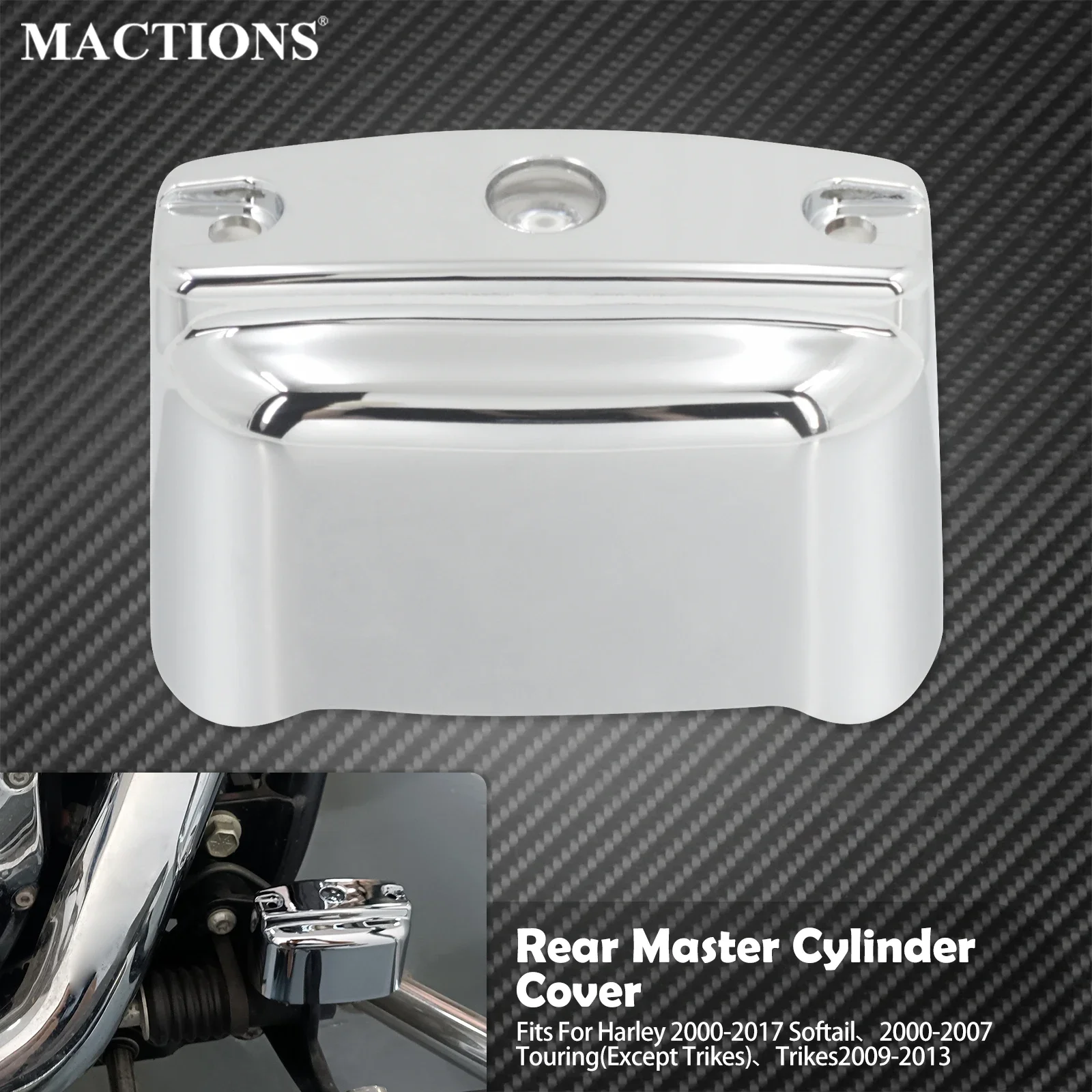 Motorcycle Rear Brake Master Cylinder Cover For Harley Touring Street Electra Glide FLHR 00-07 Softail Breakout Fat Boy 00-2017