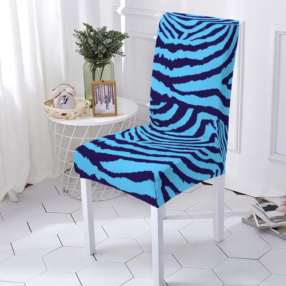 Leopard Print Spandex Stretch Chairs Covers Dining Polyester Elastic Washable Seat Covers Home Spandex Elastic Chair Slipcover