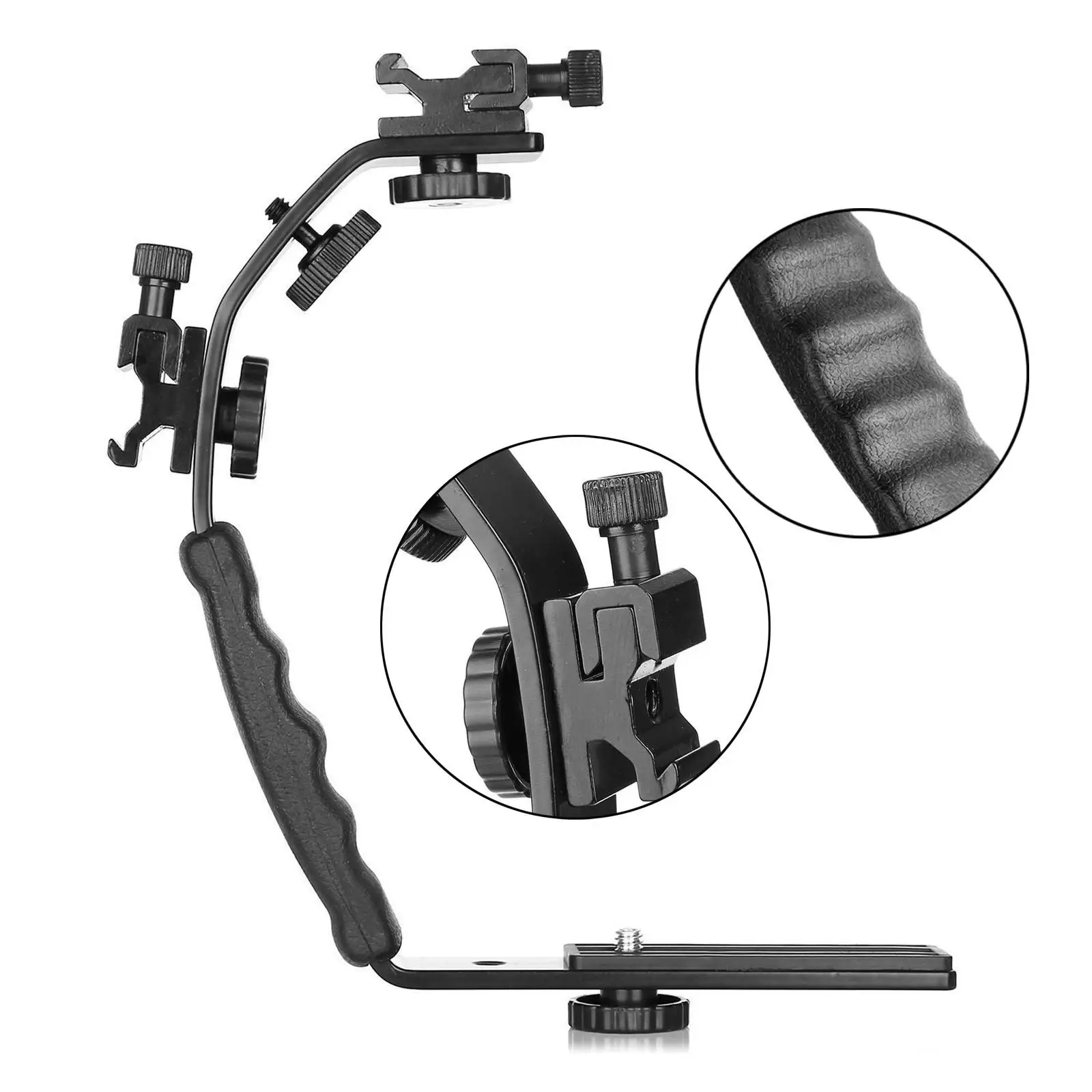 Camera L Bracket Mount Aluminum Alloy 1/4 inch Tripod Screw Portable Padded Hand Grip for Photo Studio Camcorder DSLR Camera