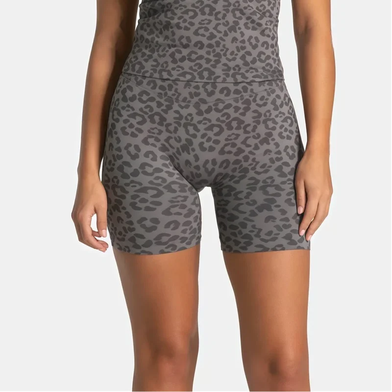 HISTELLO High Waist Leopard Print Seamless Women Yoga Shorts Scrunch Hip Lift Slim Gym Running Workout Sports Short Leggings