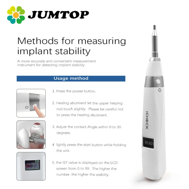 JUMTOP Dental Implant Stability Meter High Precision Fast Speed Resonance Intelligent Implant Abutment Measurement Device