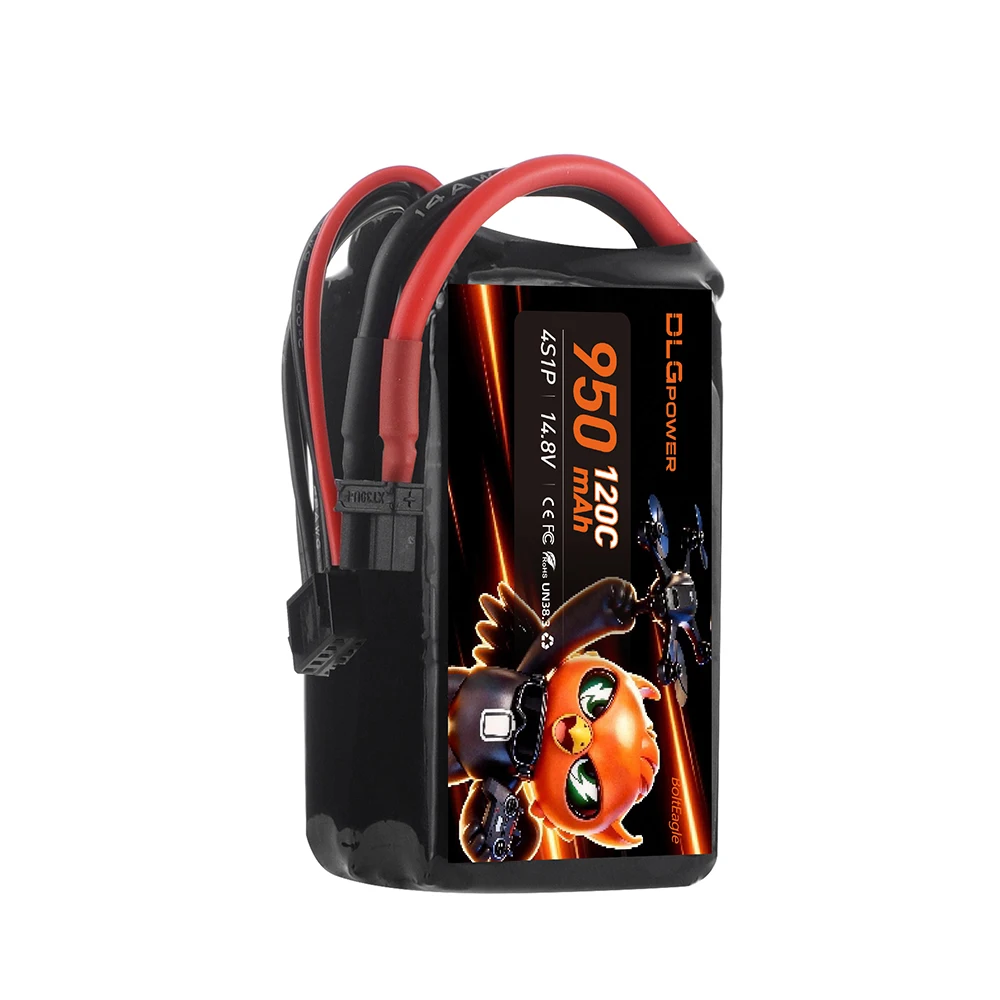 DLGpower 120C 950mAh 4S 14.8V LiPo Battery for Drone Soccer 2.5/3.5-Inch Cine‑Whoop 2.5/3-inch Freestyle FPV RC Car RC Airplane