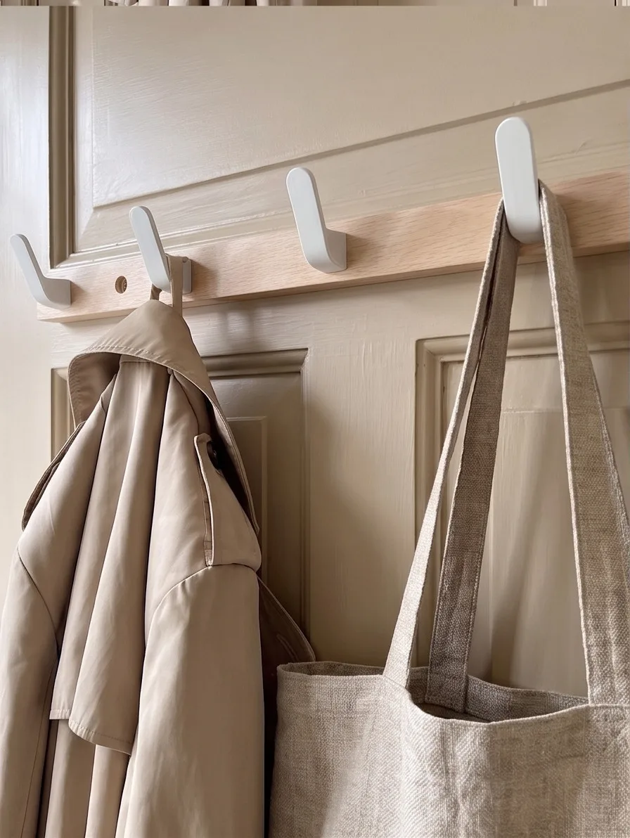 Wood Entryway Hooks Rustic Coat Hooks for Hanging Coats Hats Bags Keys Heavy Duty Natural Wood Wall Mounted Hooks Storage Hooks
