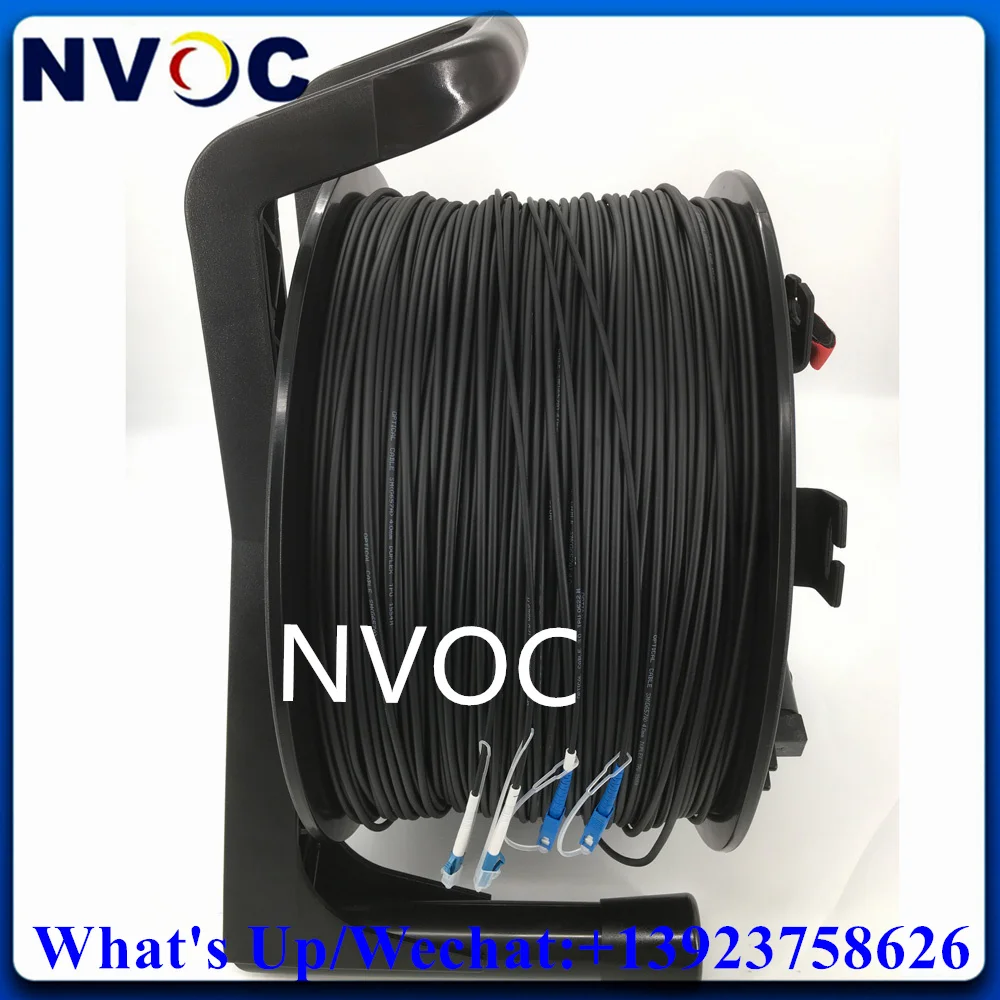 2Cores 300M SM G657A1,5.0mm Duplex TPU Black Cable,2C 4.0mm LC/ST/FC/SC/UPC Armored Fiber Patch Cord Cable With PCD380 Reel