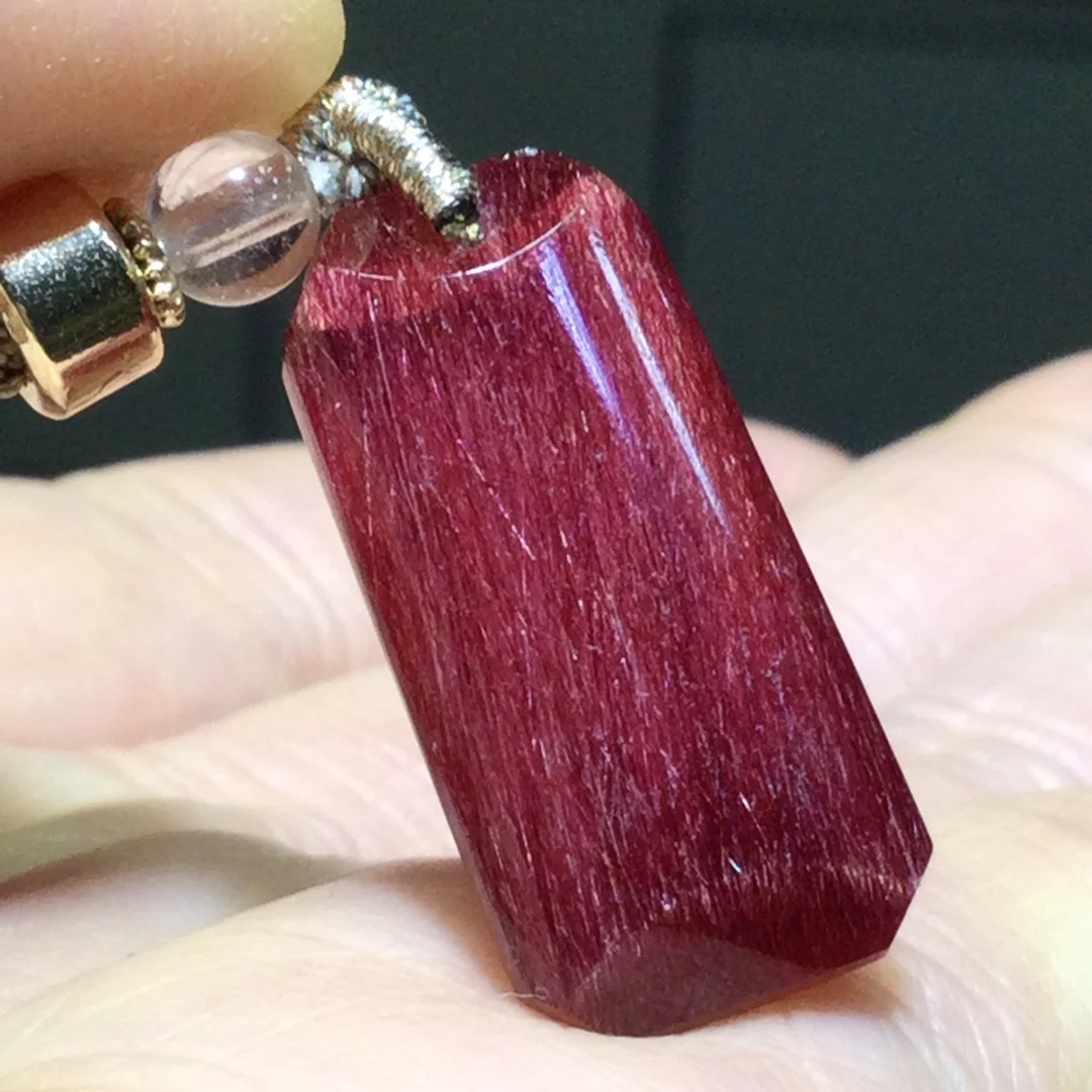 

Natural Red Rutilated Quartz Pendant Rutilated Quartz Jewelry 24.5*12*6.5mm Men Women Brazil AAAAAAA