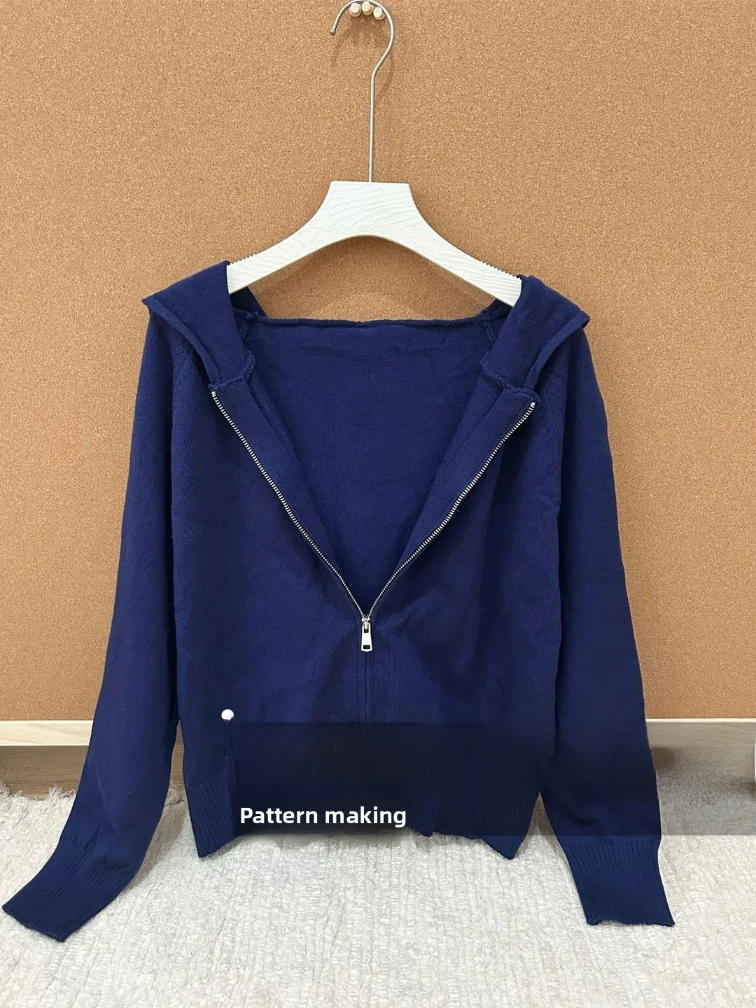 Blauer Kapuzenpullover Jaet Damen Casual Ort Sle Herbst Winter Taille-Cinching Top Bequeme Strickoberbekleidung