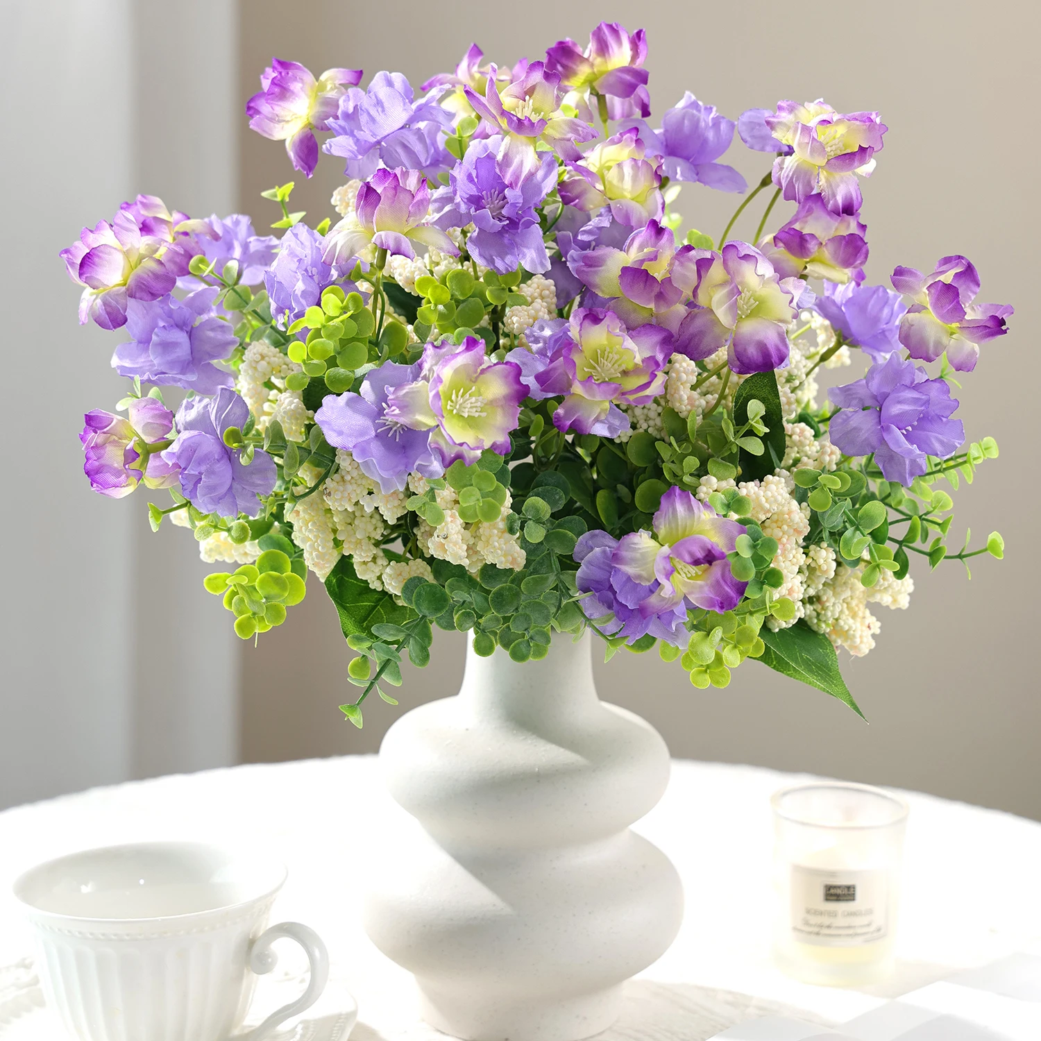 Künstliche Blumen, Teeknospen, Hochzeit, Heimdekoration, Brautstrauß, Garten, Kunstseidenhortensien, Vasen, Brett, Außenbereich, Hof, DIY-Geschenk – Detail 3