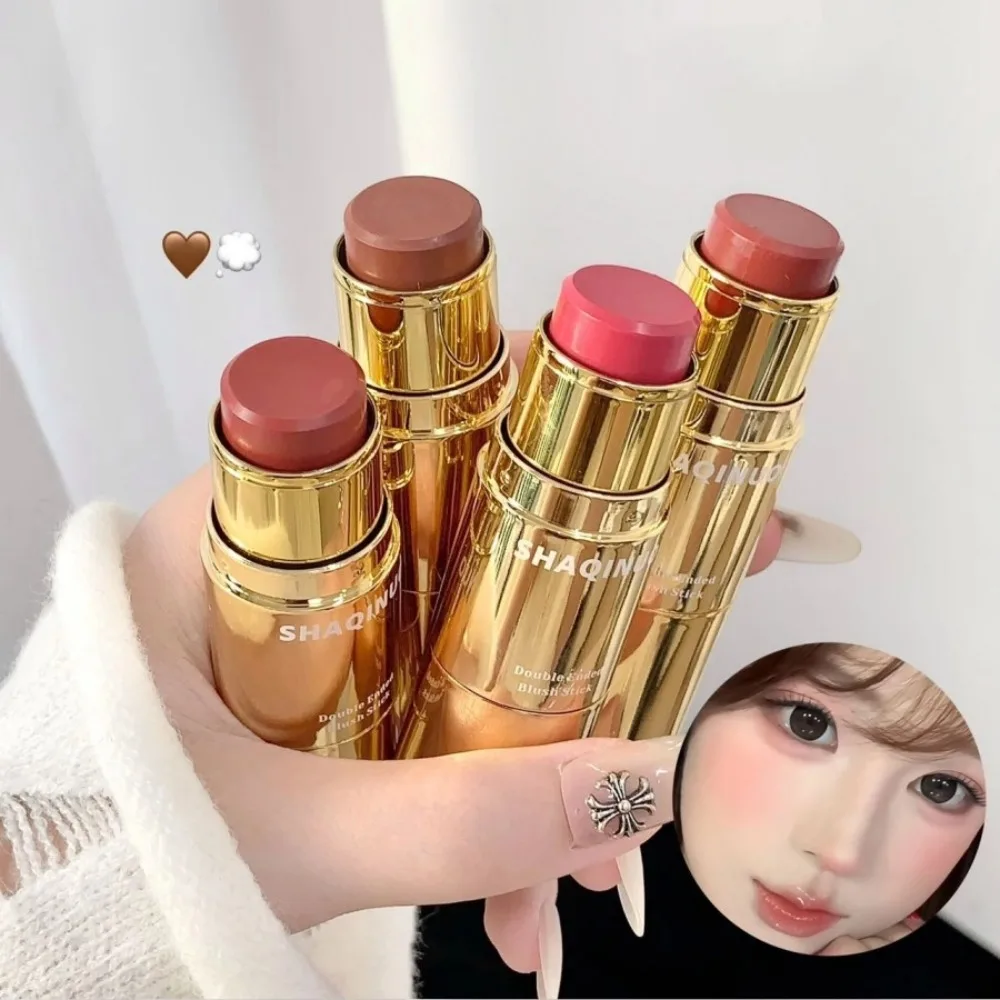 Double-ended Blush Stick Spons Zacht Gezicht Verhelderende Lage Verzadigde Blusher Crème Perzik Roze Wang Tint Koreaanse Make-Up Cosmetica