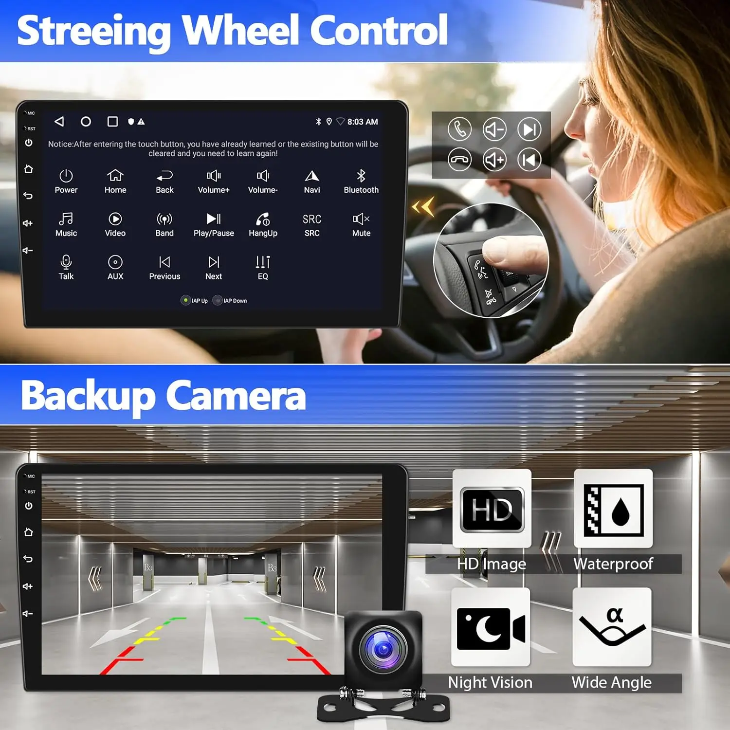 Autoradio Android Touch Screen da 9' per Ford Fiesta 2009-2014 con CarPlay, Android Auto, GPS, WiFi, telecamera di backup