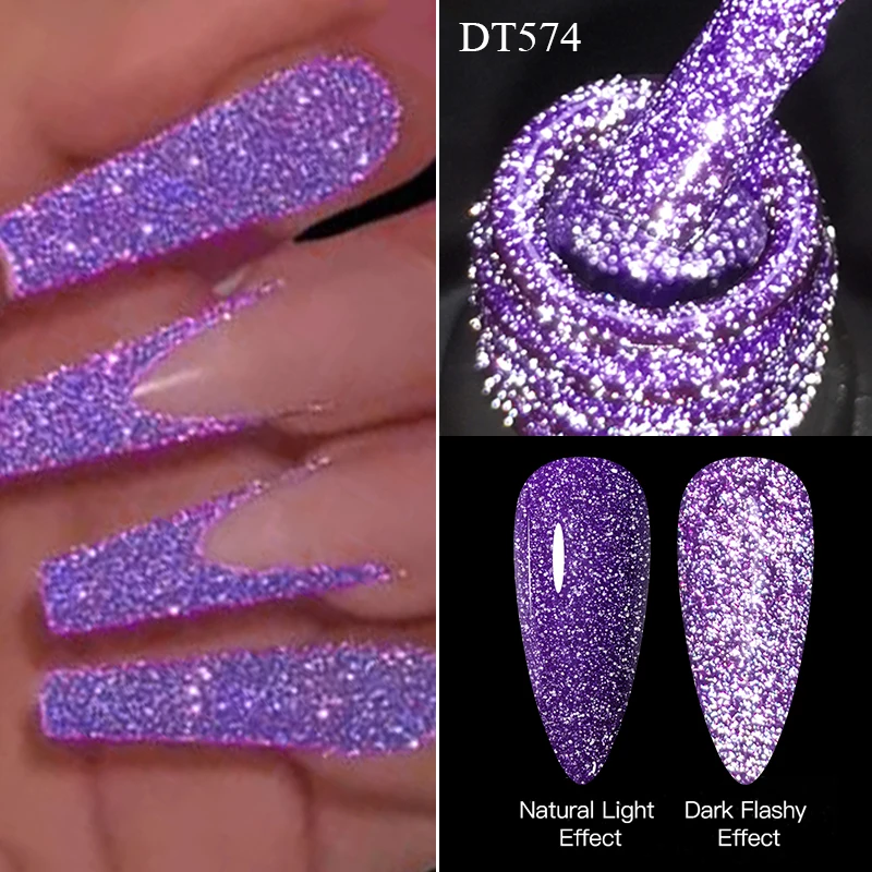 Incontra attraverso 7ml rosso rosa fluorescente Gel riflettente smalto per unghie Glitter Sparkly Neon Semi permanente UV LED Gel Nail Art vernice