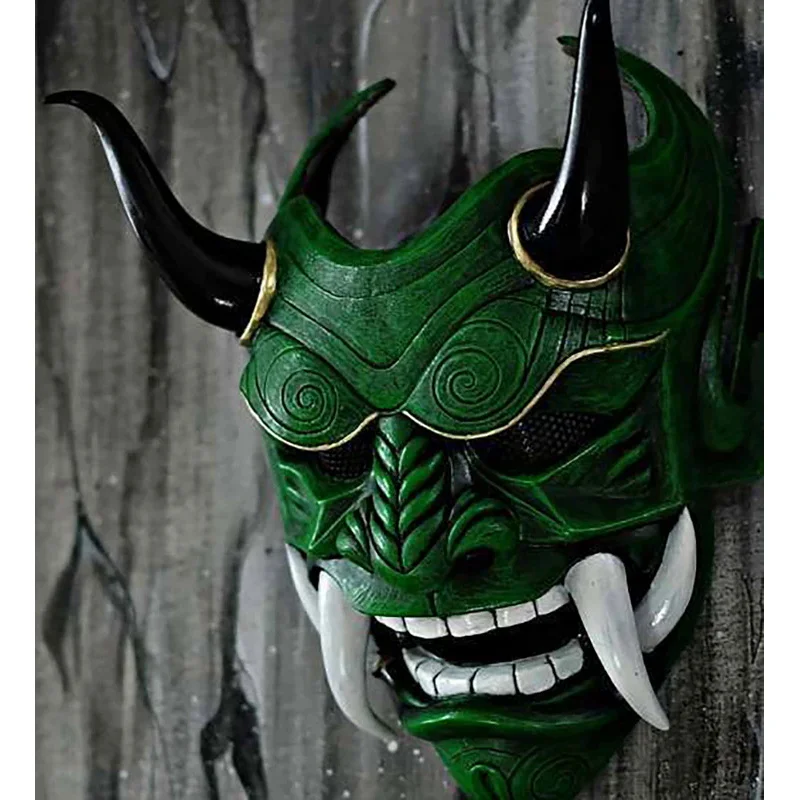 Japanese Hannya demon mask ghost Oni samurai Noh Kabuki red prajna latex mask adult unisex Halloween cosplay props