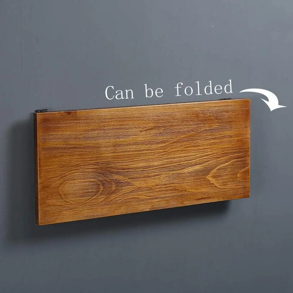 مكتب حائط ريفي قابل للطي من خشب الصنوبر، منضدة على الطراز الصناعي مع أوراق متدلية لتناول الطعام أو الدراسة أو استخدام البار