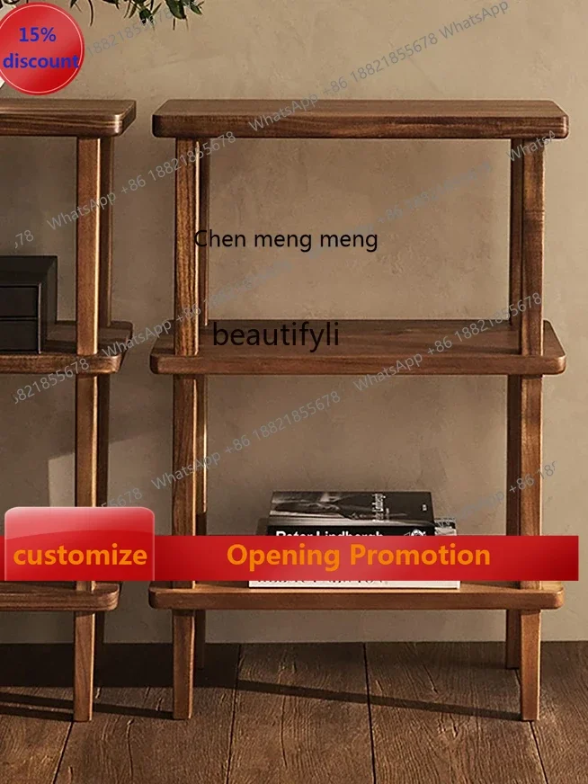 

B7304 ss European-Style Simple Multi-Layer Bathroom Living Room Storage Rack Solid Wood Storage Rack