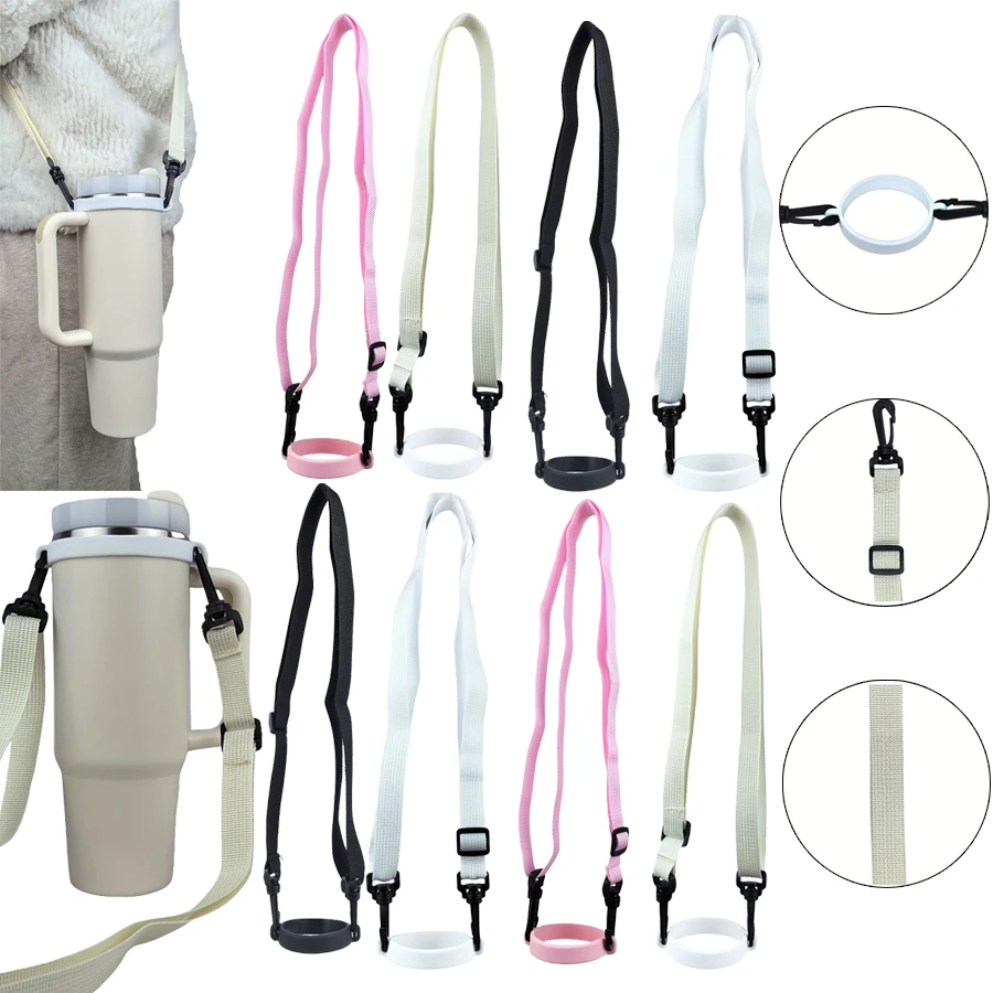 1PC-High quality Upgraded Adjustable Polyester Water Bottle Shoulder Strap - Durable, Fits Most Bottles, Ideal for Travel.